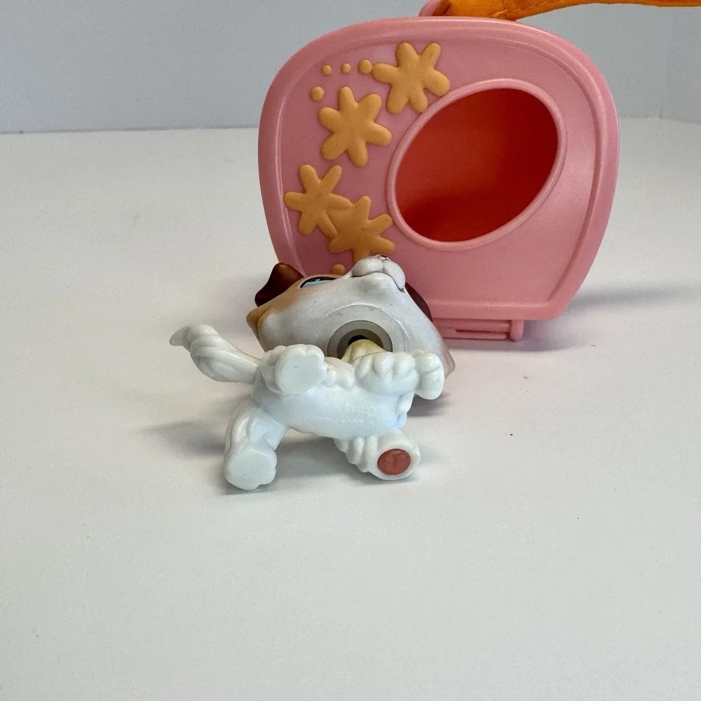 Littlest Pet‎ Shop LPS #58 Collie Sage Brown Paw-Up Portable Pets Pink Carrier